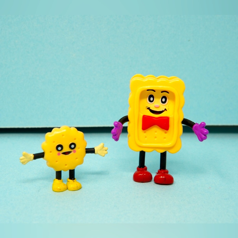 (2) Vintage PVC Biscuit Cookie Figures People Sweets Toys Rare
